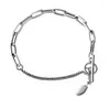 Link Bracelets Retro Thai Silver Geometric Oval Plated Jewelry Stitching Chain OT Buckle TYB131