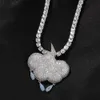 Hip Hop Waterdrop Cloud Lightning Pendant Necklace Full Bling Zircon Real White Gold Plated Jewelry