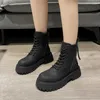 Boots Rimocy Brown Platform Motorcycle Women Round Toe Non-slip Ankle Woman Thick Bottom Pu Leather Short Booties Mujer 221213