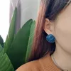 Boucles d'oreilles à tige 925 en argent Sterling massif bleu Glam émail feuille de Lotus déclaration pour les femmes robe fête bijoux cadeau fleur