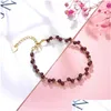 Charm Bracelets Natural Garnet Bracelet For Women Handmade 4Mm Crystal Bangle Lucky Color Fashion Jewelry Wristband Gifts B429 Drop D Dhcre