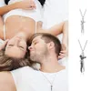 Simple Lovers Hug Necklace Personality Creative Titanium Steel Embracing Necklaces Fashion Couple Chain Necklace Pendant Xmas Gift