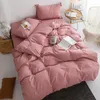 Bedding Sets 2022 Linen Bed Sheet Four-piece Set Double 1.8m Quilt Cover Pure Color Simple