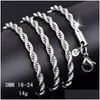 Chains M 925 Sterling Sier Twisted Rope Chain 1630Inches Luxury Necklaced For Women Men Fashion Diy Jewelry Wholesale Drop Delivery Dh01N