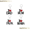 Nyckelringar Fashion Family Pappa Mamma Keychain Accessories Letter Red Heart Love Chains Jewelry For Mother Father Valentine's Gift I Drop Dhoc7