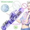 Skönhetsartiklar 2021 Dual Motor Dildo Rabbit Vibrator 12 Hastigheter Vibrationsrotation SM Sexig leksak för kvinnor G Spot Massager Clitoris Stimulator Sexyo