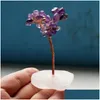 Loose Gemstones Bk Wholesale Amethyst Chip Rose Quartz Base Chakra Crystal Tree Of Life Copper Wire Money Bonsai Feng Shui Decor Dro Dhrip