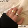 Cluster ringen Anenjery Sier Color Love Heart Shell Ring For Women Gold Fashion Farty Wedding Juwelen vinger geschenk SR952 Drop Delivery DHN2Q