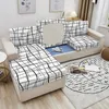 Stol täcker rutig tryckt soffa säte kudde täcker enkel stil elastisk slipcover för vardagsrum stretch borttagbart möbelskydd