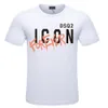 DSQ2 COTTON TWILL FABRIC 여름 새로운 스타일 패션 캐주얼 프린트 인쇄 핫 스탬핑 남자 짧은 슬리브 티셔츠 패션 브랜드 다목적