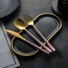 Dinnerware Sets Portable High Quality Spoon Fork Knife Cutlery Dinner Set Black Box Western-style 3 Piece