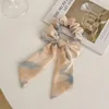 Korean Bowknot Hair Rope Tie Dye Ponytail Holder Long Ribbon Elastic Hair Bands Headwear Women Hair Accessories