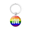 Key Rings Fashion Gay Lesbian Pride Sign Keychains For Women Men Rainbow Color Glass Gemstone Charm Chains Lgbt Jewelry Accessories Dhjr9