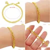 Charm Bracelets 24K Gold Bracelet 4Mm Cuban Plated Fashion For Womens And Mens Jewelry Giftscharm Drop Delivery Dh9Iq