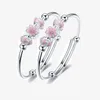 Braccialetti per bambini adorabili anallergici S999 Braccialetti in argento con fiori di ciliegio per bambine Bel regalo di compleanno