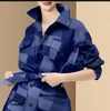 Women's trench coat top New Spring Fashion Popular Plaid Windbreaker Coat High-end Luxury Designer Clothes for Women Brand Blue Dresses