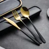 Dinnerware Sets Portable High Quality Spoon Fork Knife Cutlery Dinner Set Black Box Western-style 3 Piece