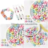 Acrylic Plastic Lucite 100Pcs/Lot Diy Loose Bead For Jewelry Bracelets Necklace Hair Ring Making Accessories Crafts Acrylic Kids H Dhz75