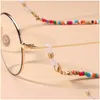 Lunettes De Soleil Cadres Lureen Antilost Perles De Couleur Masque Longes Pour Filles Lunettes Antidérapantes Chaînes Cordon Sangle Collier Bijoux Drop Dhwiy