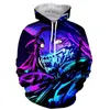 Sweat à capuche homme League Of Legends drôle mode manches longues impression 3D fermeture éclair/sweats à capuche/sweats/veste/hommes/haut pour femme goutte