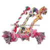 Dog Toys Chews Sublimation Pet Puppy Double Knot Chew Ropes Knots Clean Teeth Durable Braided Bone Rope Pets Molar Toy Supplies Ra Dh9Ox