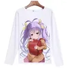 Heren t shirts non biyori casual miyauchi renge print zomer t-shirt cosplay shirt losse witte lange mouwen