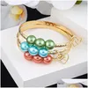 Bangle Sophiaxuan Hawaiian Polynesia Armband Woman Fashion Pearl Heart Golden Charm Armelets Summer Beach Jewelry 2021 For Women D DH3LG