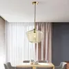 Pendant Lamps Designer 220V LED Light With Amber Glass Lampshade Modern Lamp For Dining Room Metal Kitchen Lighting