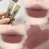 Esmalte labial de vidro de brilho labial fácil de colorir veludo fosco líquido hidratante lama avermelhada marrom lábios sexy cuidados maquiagem de maquiagem feminina cosméticos