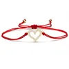 سحر أساور أبيض متألقة بلورات الزركونيا الكعبة خوخ الحب سوار القلب النحاس CZ Hollowedout Red String Lover Gift D DHDP2