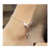 Anklets Butterfly Pendant Foot Chain For Women Summer Yoga Beach Leg Ankle Bracelet Girls Handmade Rose Gold Sier Fashion Jewelry Dr Dhw4A