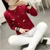 Women's Sweaters Femme Embroidered Knitting Pullover Sweater Women Loose Short Shirt 2022 Spring Autumn Thick Female Tops