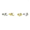 Stud Earrings 925 Steling Silver Summer Cool Beach Style Moon/Star Shape Cute Dainty Jewelry For Women Wedding Gift 2022