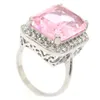 Cluster Rings 20x17mm Jolie 7.3g Rose Kunzite Blanc CZ Femmes Usage Quotidien Argent 925 Goutte En Gros