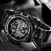 FORSINING automatique mécanique hommes montre-bracelet militaire Sport mâle horloge haut marque de luxe en acier noir squelette nouvel homme montre 8130 Y288Z