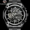 FORSINING Automatique Mécanique Hommes Montre-Bracelet Militaire Sport Mâle Horloge Top Marque De Luxe Noir Acier Squelette Nouvel Homme Montre 8130 Y262x