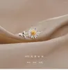Bröllopsringar koreansk stil Daisy Flower Elegant öppning för kvinnor flickor justerbara festfinger uttalande smycken gåvor