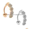 Pierścienie Bell Bell Pierścienie Rose Gold Sier Kolor Kryształowe przekłuwanie chirurgiczna stal nierdzewna dla kobiet moda letnia impreza plażowa Drop d dhpxl