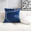 Combinação de travesseiros Capa de luxo Moderno Minimalista Velvet Ins travesseiros decorativos redondos para sofá azul marinho escuro