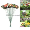 زينة الحديقة 50pcs colorf على العصي الاصطناعية PVC Butterfly Stakes Patio Craft في الهواء الطلق ديكور الزهرة الداخلية Party Su Dh0as