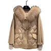 Women's Down & Parkas Womens Winter Down Jacket Large Technology Fox Fur Hooded Collar White Goose Thin Modern Street Clothesowtw