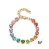 Charm Armbänder Zmzy Einstellbare Exquisite Regenbogen CZ Tennis Armband Für Frauen Mode Vergoldete Kette Kristall Hochzeit Schmuck GIF Dhq7E