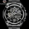 FORSINING automatique mécanique hommes montre-bracelet militaire Sport mâle horloge haut marque de luxe en acier noir squelette nouvel homme montre 8130 Y288Z