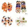 Akcesoria do włosów 3 -calowe Baby Halloween Grosgrain Ribbon Bows with Clip Girl Dzieci Duch Dypkin dziewczyna klipsy klipsy pinowe dostarczenie dhecu