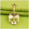 Navel Bell Button Rings Vintage Skl Metal Body Jewelry Piercings Stainless Steel Rhinestone Piercing Dangle For Women Gift Drop Del Dh5T7