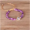 Charm Armband Stone Wrap Armband Purple String Woven Yoga Friendship Bohemian Jewelry Drop Delivery Dhnry