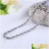 Chains M 925 Sterling Sier Twisted Rope Chain 1630Inches Luxury Necklaced For Women Men Fashion Diy Jewelry Wholesale Drop Delivery Dh01N