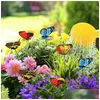 زينة الحديقة 50pcs colorf على العصي الاصطناعية PVC Butterfly Stakes Patio Craft في الهواء الطلق ديكور الزهرة الداخلية Party Su Dh0as