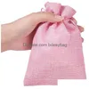 Storage Bags Natural Cotton Linen Gift Bag Dstring Wedding Jewelry Pouches For Baby Shower Birthday Christmas Drop Delivery Home Gar Dhiti