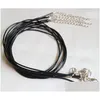 Fil de cordon 1,5 mm Cire Cuir Corde Collier Serpent Chaîne Extender Homard Fermoir Chaîne Mode Bijoux À Bricoler Soi-Même Résultats En Bk 45Cmadd5Cm Dhqfc